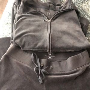 New York &Co Velour Steel Grey Tracksuit